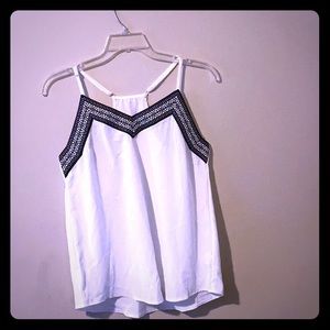 White tank top embroidered fabric detail medium